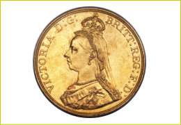 外国コイン　イギリス金貨　５ポンド金貨